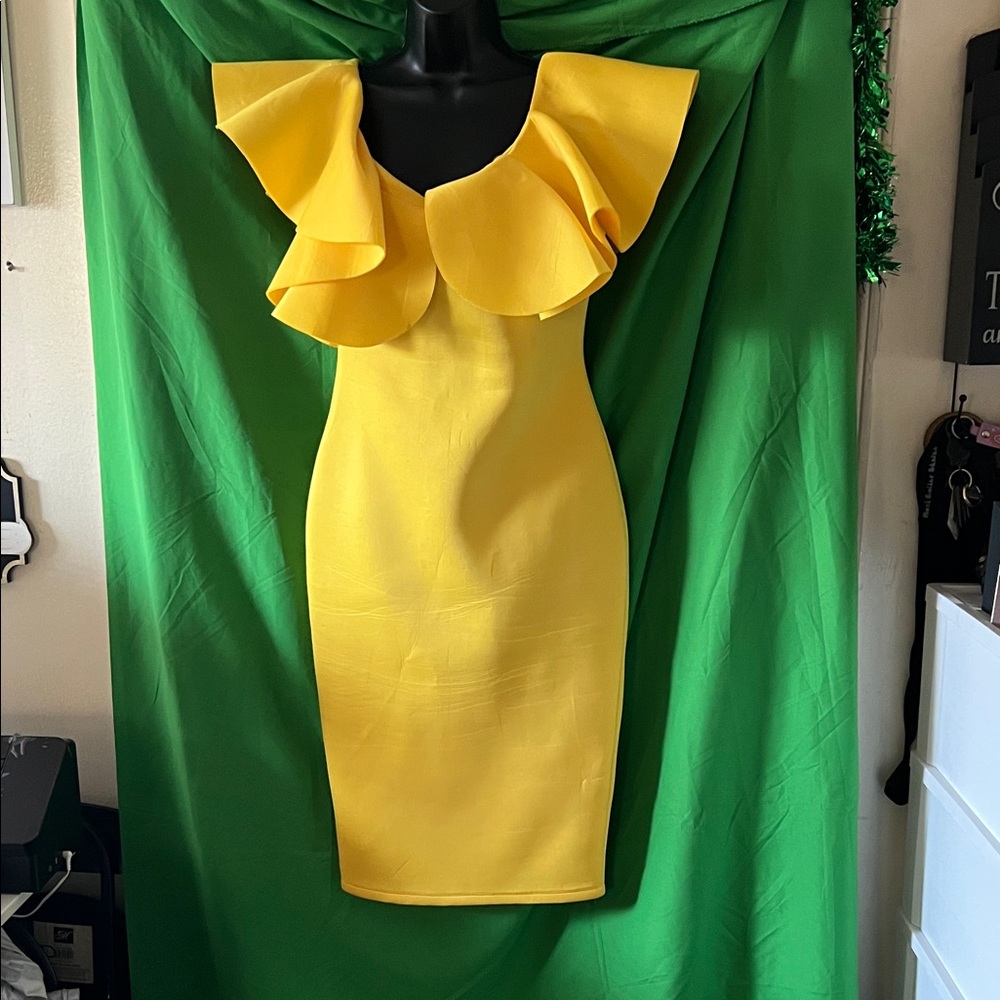 Va Va Voom Vibrant Yellow Midi Dress